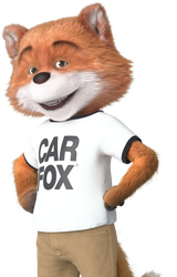 Car Fox turned with his hands on his hips smiling. 