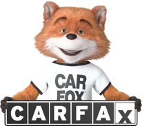 Car Fox smiling holding the CARFAX logo.
